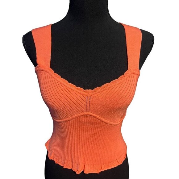 ONE GREY DAY SWEETHEART NECKLINE TANK TOP CORAL COLOR, Y2K PREPPY BEACH RESORT - Picture 4 of 8